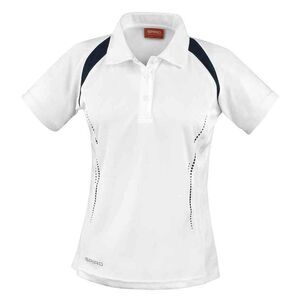 Spiro Womens/Ladies Team Spirit Polo Shirt / White/Navy